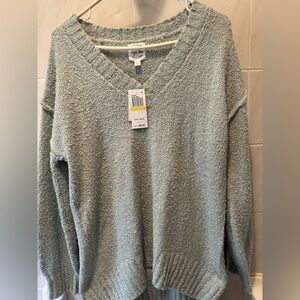 Cozy V-Neck Sweater in Mint